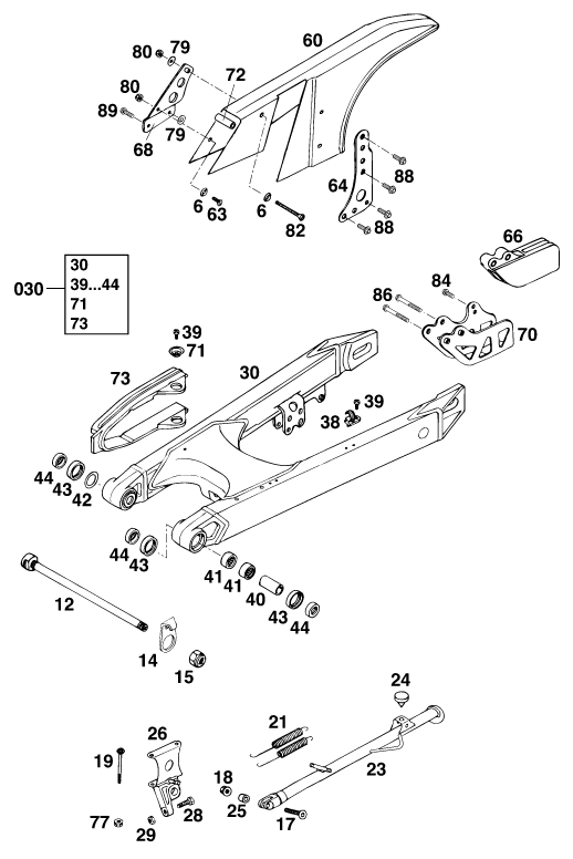 Sprängskiss: Swing Arm – KTM 125 EXC M/Ö