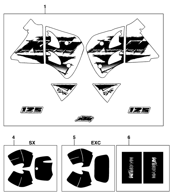 Sprängskiss: Decal – KTM 125 EXC M/Ö