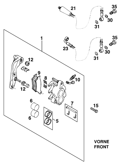 Sprängskiss: Front Brake Caliper – KTM 250 EXC M/Ö 13lt