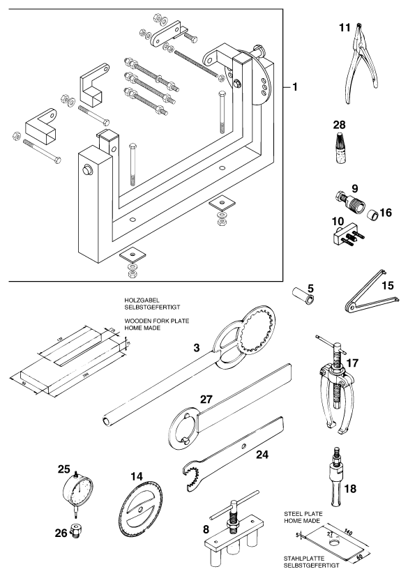 Sprängskiss: Special Tools (Engine) – KTM 125 EXC M/Ö