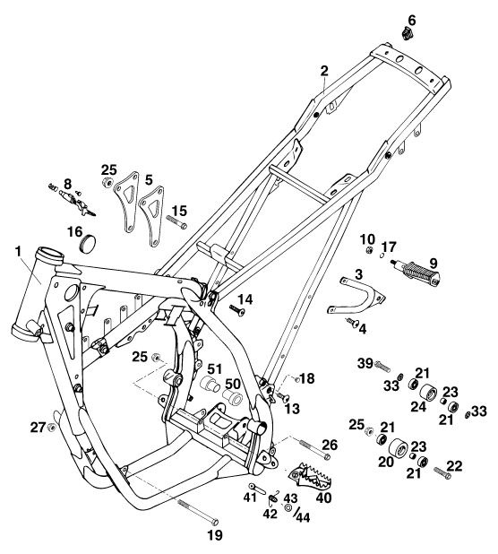 Sprängskiss: Frame – KTM 125 LC2 80/ORANGE BRD '96