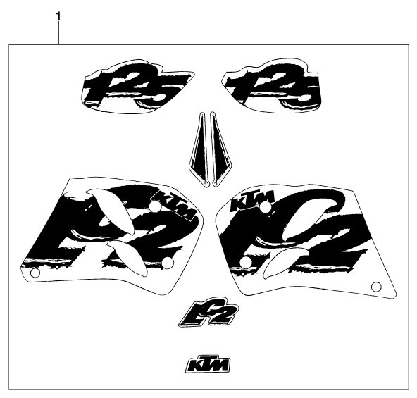 Sprängskiss: Decal – KTM 125 LC2 100/ORANGE '97