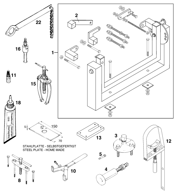 Sprängskiss: Special Tools (Engine) – KTM 125 STING '97