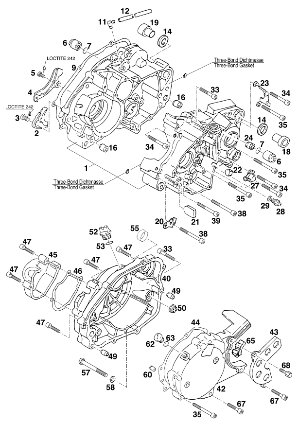 Sprängskiss: Engine Case – KTM 125 STING/80 '97