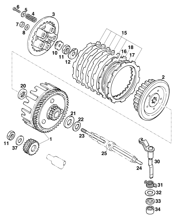 Sprängskiss: Clutch – KTM 125 STING '97