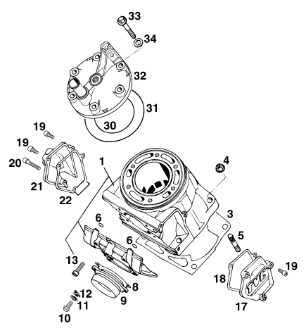 Sprängskiss: Cylinder – KTM 250 EXC M/Ö 13lt