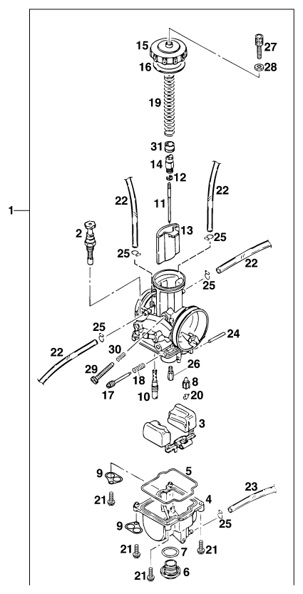 Sprängskiss: Carburetor – KTM 250 EXC M/Ö 13lt
