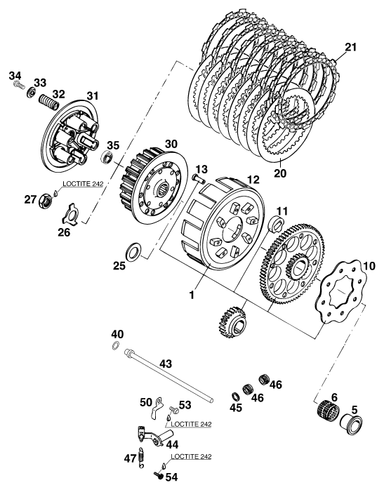 Sprängskiss: Clutch – KTM 250 EXC M/Ö 13lt