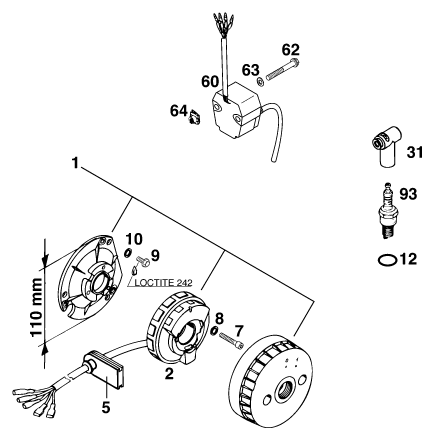 Sprängskiss: Ignition System – KTM 250 EXC '99