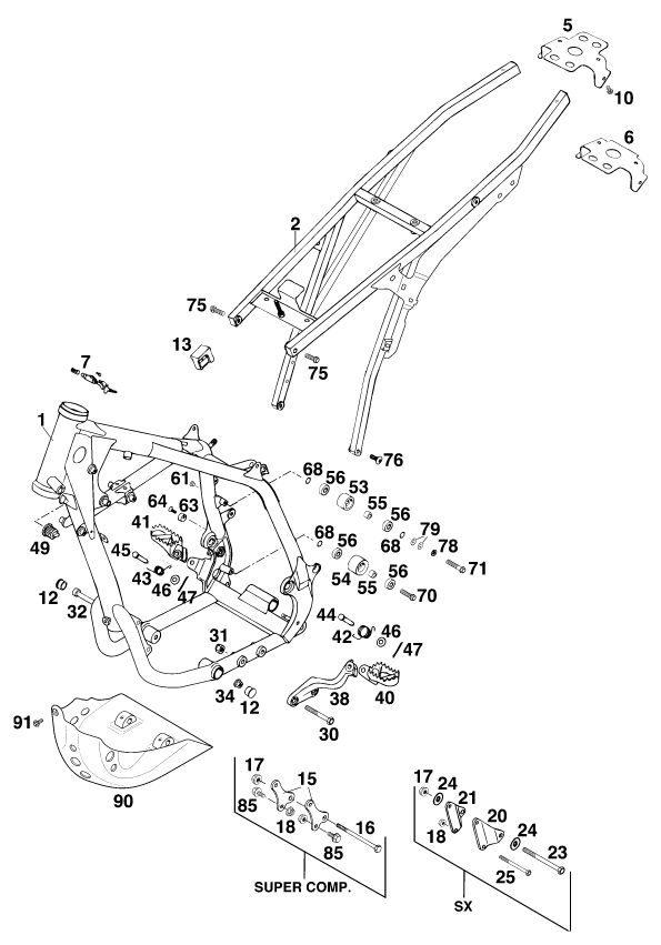 Sprängskiss: Frame – KTM 400 SUP-COMP WP 14KW