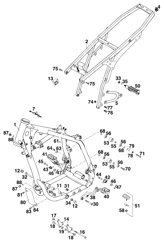 Sprängskiss: Frame – KTM 620 EGS WP 37KW 20LT VIOL