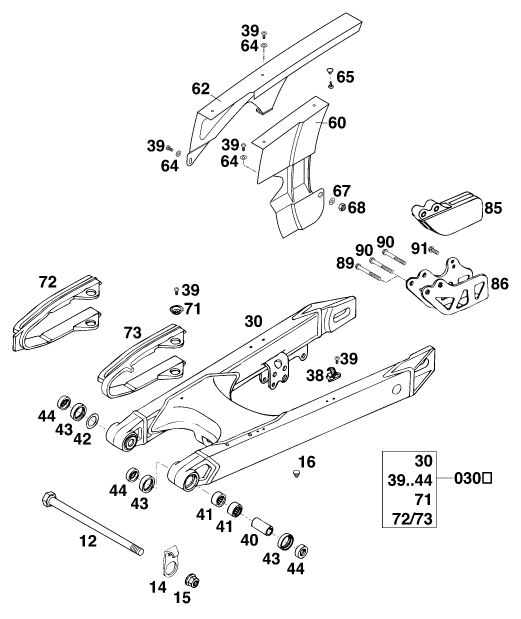 Sprängskiss: Swing Arm – KTM 620 EGS WP 37KW 20LT VIOL