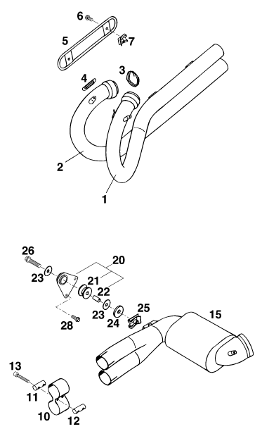 Sprängskiss: Exhaust System – KTM 620 EGS WP 37KW 20LT VIOL