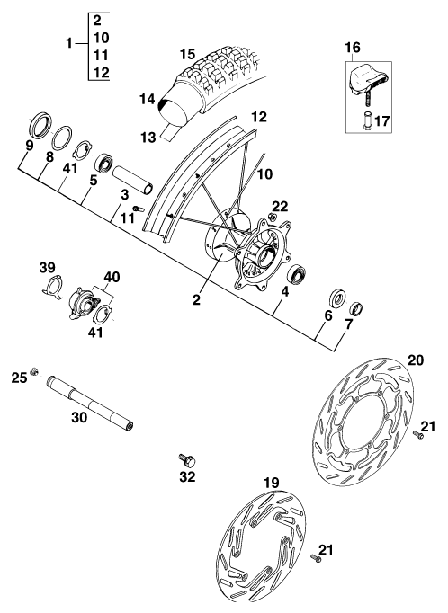 Sprängskiss: Front Wheel – KTM 620 EGS WP 37KW 20LT VIOL