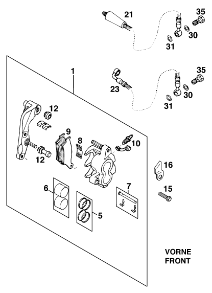 Sprängskiss: Front Brake Caliper – KTM 400 SUP-COMP WP 14KW