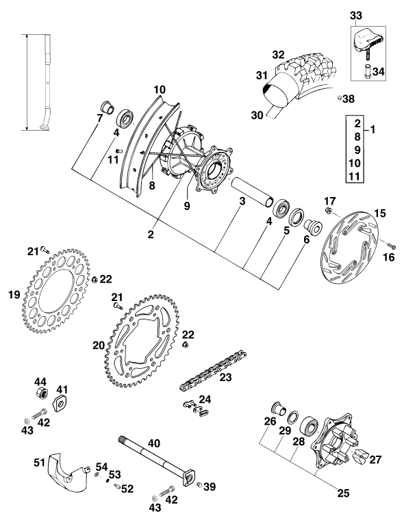 Sprängskiss: Rear Wheel – KTM 620 EGS WP 37KW 20LT VIOL