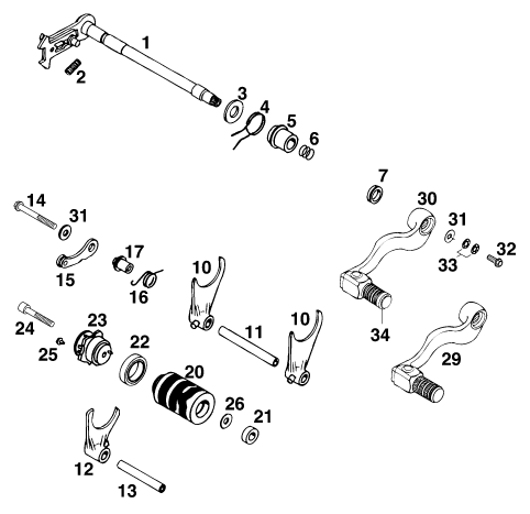 Sprängskiss: Shifting Mechanism – KTM 620 EGS WP 37KW 20LT VIOL