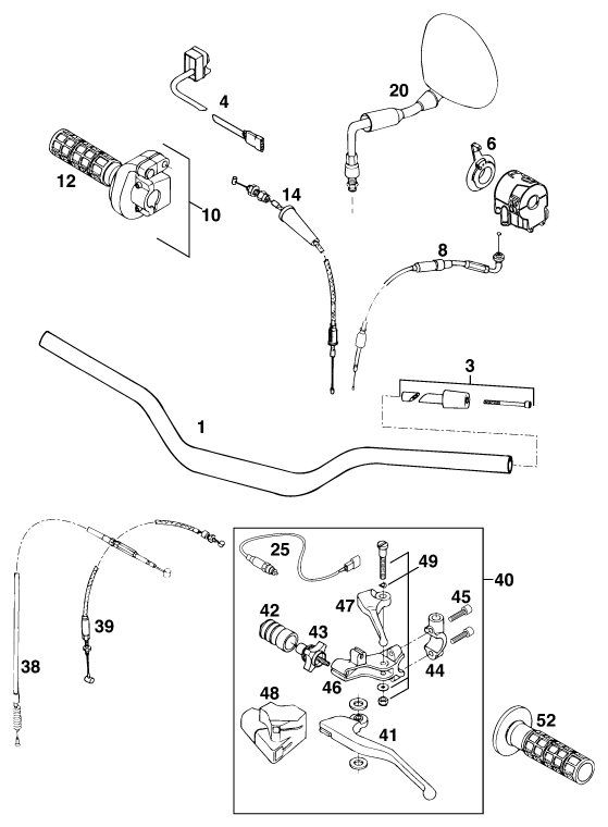 Sprängskiss: Handlebar, Controls – KTM 620 DUKE 37KW