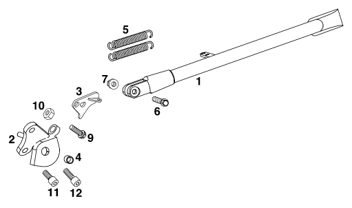 Sprängskiss: Side / Center Stand – KTM 620 DUKE 37KW
