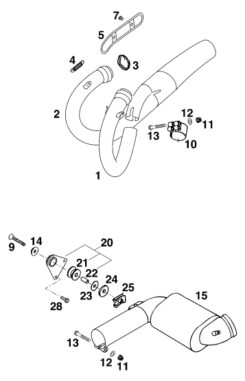 Sprängskiss: Exhaust System – KTM 620 DUKE 37KW