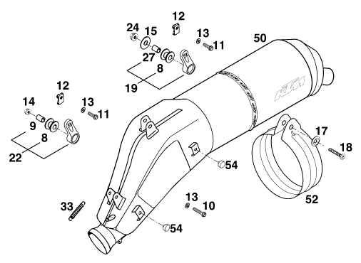 Sprängskiss: Main Silencer – KTM 620 DUKE 37KW