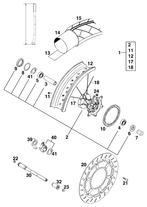 Sprängskiss: Front Wheel – KTM 620 DUKE 37KW