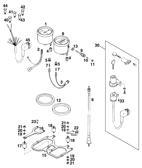 Sprängskiss: Instruments / Lock System – KTM 620 DUKE 37KW