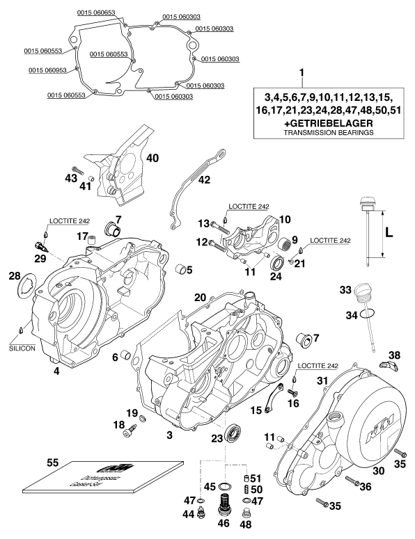 Sprängskiss: Engine Case – KTM 620 EGS-E 35KW 11LT BLAU