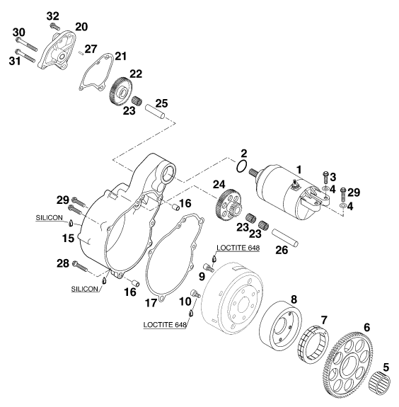 Sprängskiss: Electric Starter – KTM 620 DUKE 37KW