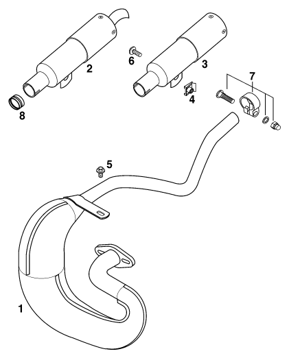 Sprängskiss: Exhaust System – KTM 50 MINI ADVENTURE