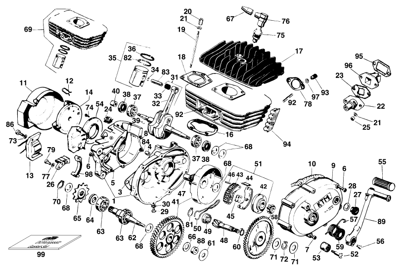 Sprängskiss: Engine Case – KTM 50 SXR PRO JUNIOR