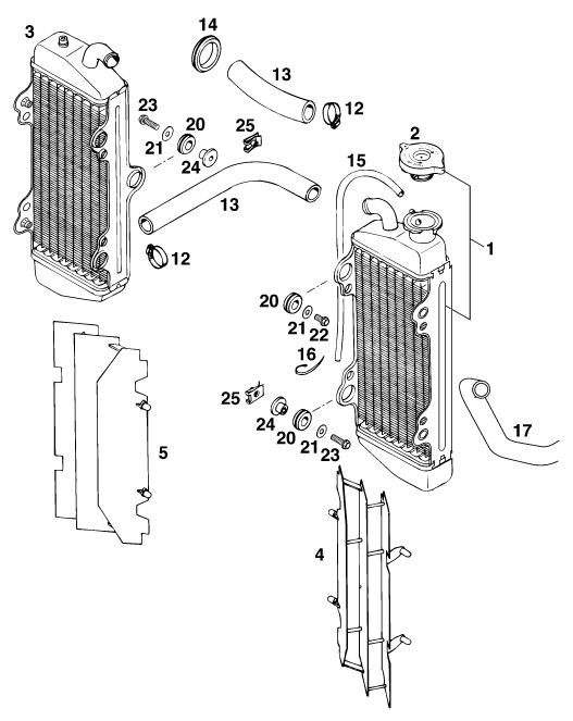 Sprängskiss: Cooling System – KTM 125 EXC M/Ö