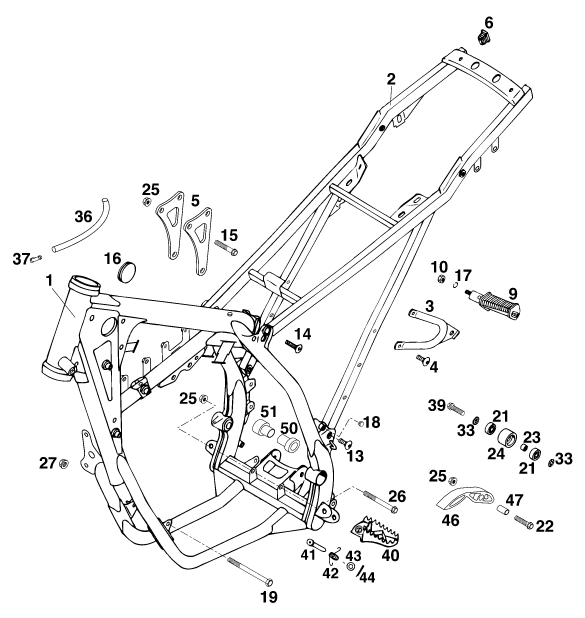 Sprängskiss: Frame – KTM 125 LC2 100/ORANGE '97