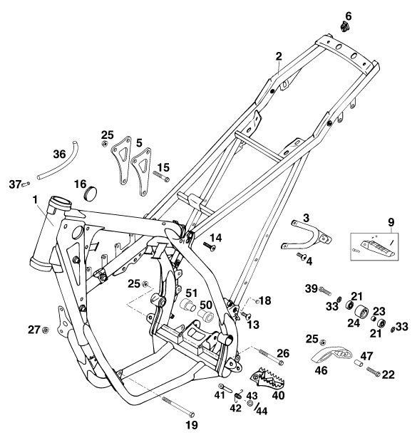 Sprängskiss: Frame – KTM 125 STING '98