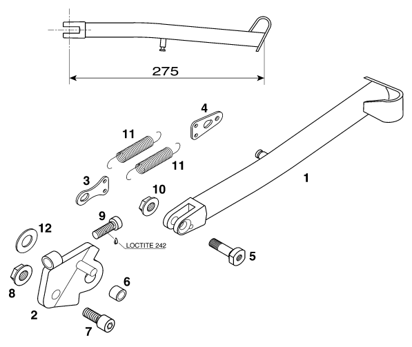 Sprängskiss: Side / Center Stand – KTM 125 STING '98