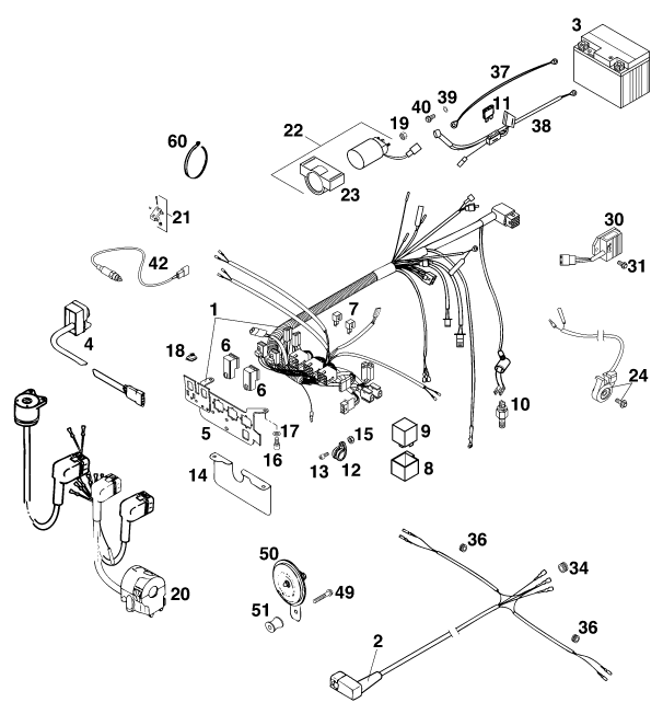 Sprängskiss: Wiring Harness – KTM 125 STING '98