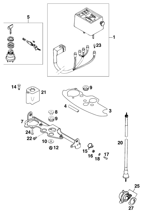 Sprängskiss: Instruments / Lock System – KTM 125 LC2 100/ORANGE '97