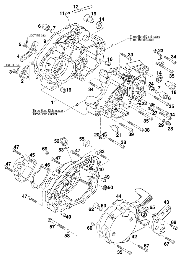 Sprängskiss: Engine Case – KTM 125 STING '97