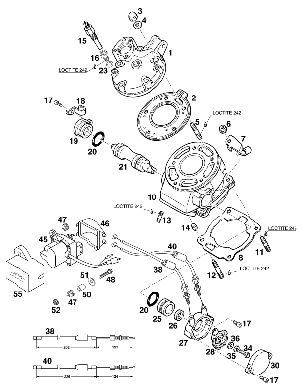 Sprängskiss: Cylinder Head – KTM 125 STING '97