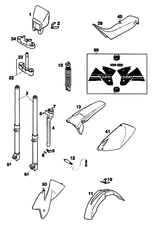 Sprängskiss: New Parts – KTM 200 EXC JACKPINER '97