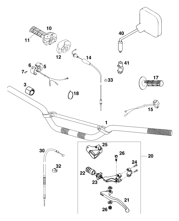 Sprängskiss: Handlebar, Controls – KTM 250 EXC M/Ö 13LT