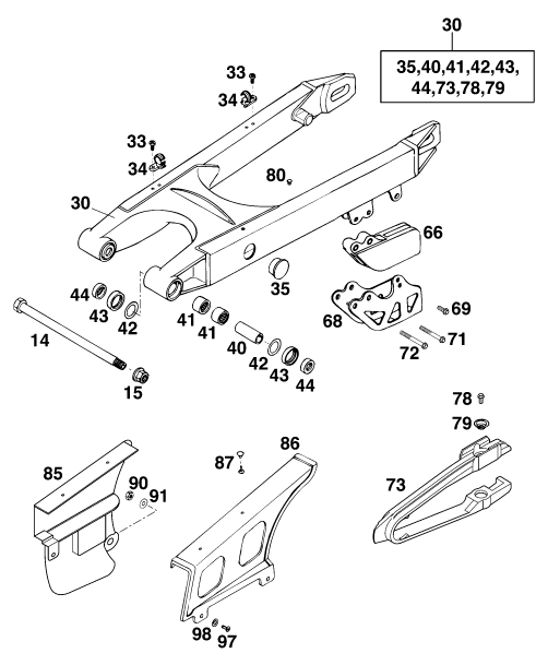 Sprängskiss: Swing Arm – KTM 250 EXC M/Ö 13LT