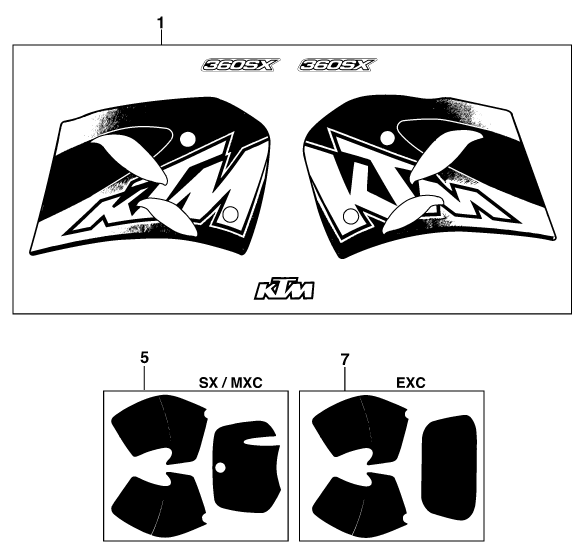 Sprängskiss: Decal – KTM 250 EXC M/Ö 13LT