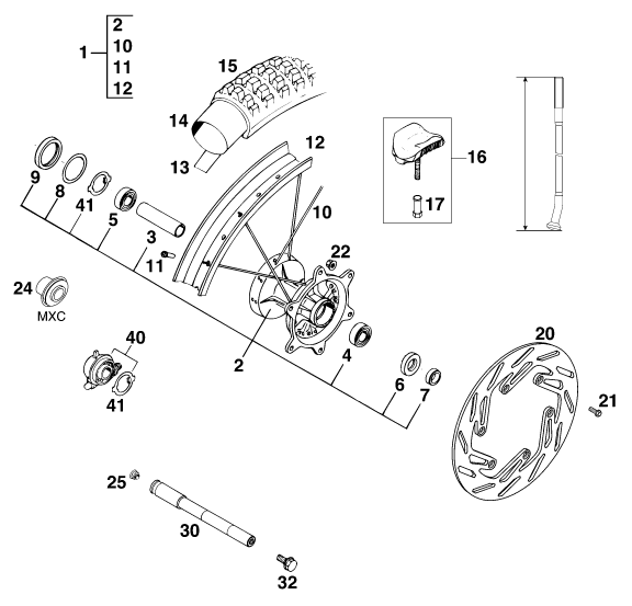 Sprängskiss: Front Wheel – KTM 250 EXC M/Ö 13LT