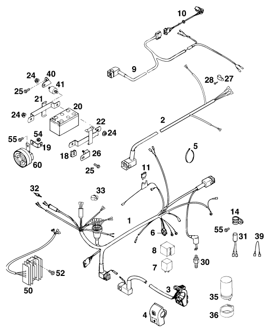 Sprängskiss: Wiring Harness – KTM 360 EGS M/Ö 17,5kW