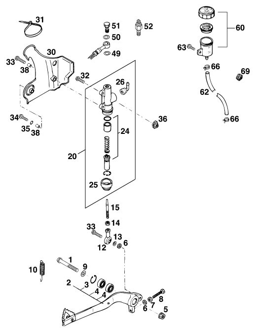 Sprängskiss: Rear Brake Control – KTM 250 EXC M/Ö 13LT