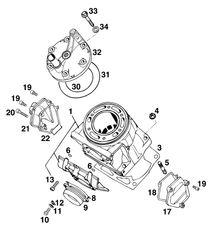 Sprängskiss: Cylinder – KTM 250 EXC M/Ö 13LT