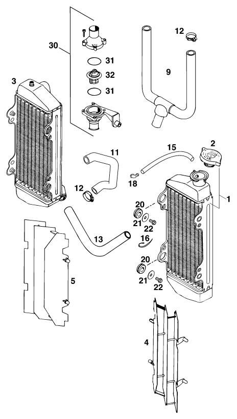 Sprängskiss: Cooling System – KTM 250 EXC M/Ö 13LT