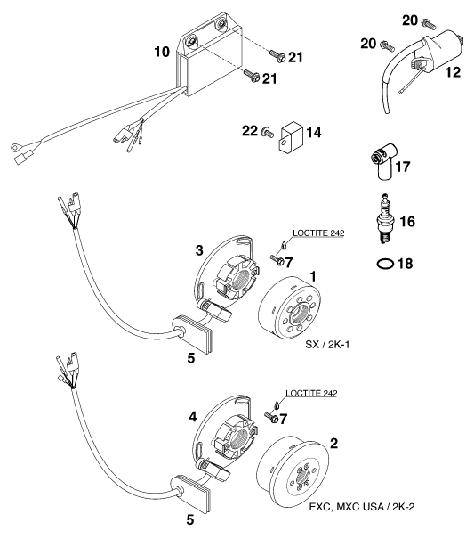 Sprängskiss: Ignition System – KTM 250 EXC M/Ö 13LT