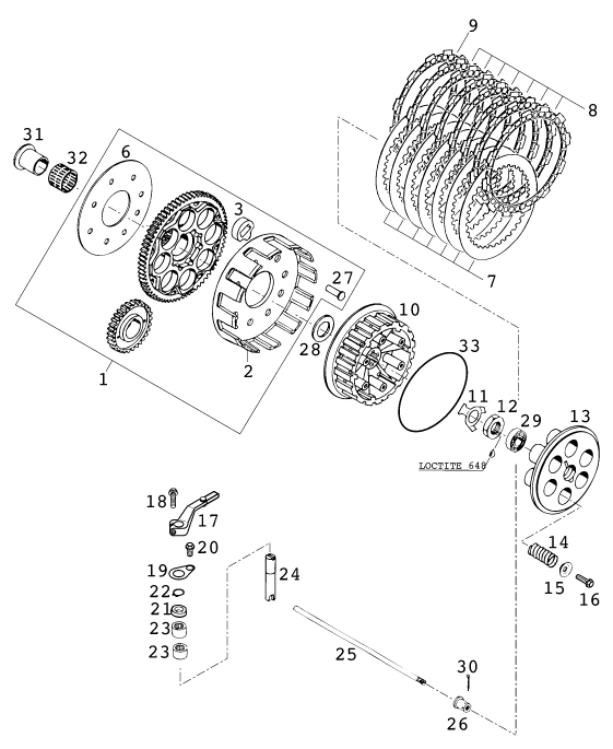 Sprängskiss: Clutch – KTM 640 DUKE II,lime